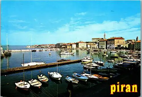 51350 - Slowenien - Piran , Panorama , Hafen  - gelaufen 1984