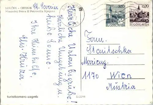 51374 - Montenegro - Lovcen , Cetinje , Mauzolej Petra II Petrovica Njegosa - gelaufen 1977