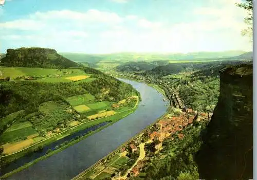 51442 - Deutschland - Sächsische Schweiz , Blick vom Königstein auf das Elbtal und d. Lilienstein - nicht gelaufen