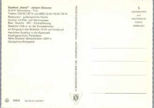 51462 - Tirol - Schönberg , Gasthof Handl , Johann Steixner , Auto , VW Käfer - nicht gelaufen