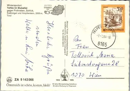 51469 - Tirol - Telfes , Stubaital gegen Frohneben , Schlick , Kalkkögel , Ampferstein - gelaufen 1984