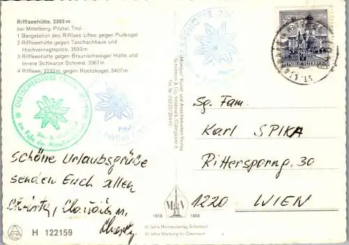 51481 - Vorarlberg - Mittelberg , Pitztal , Rifflseehütte , Mehrbildkarte - gelaufen