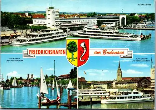 51510 - Deutschland - Friedrichshafen , am Bodensee , Yachthafen , Schiffshafen , Hafenbahnhof - gelaufen 1982