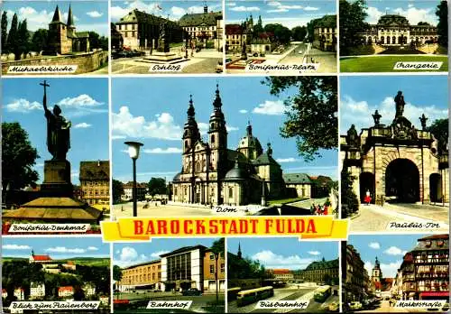 51511 - Deutschland - Fulda , Bahnhof , Busbahnhof , Marktstraße , Mehrbildkarte - gelaufen 1977