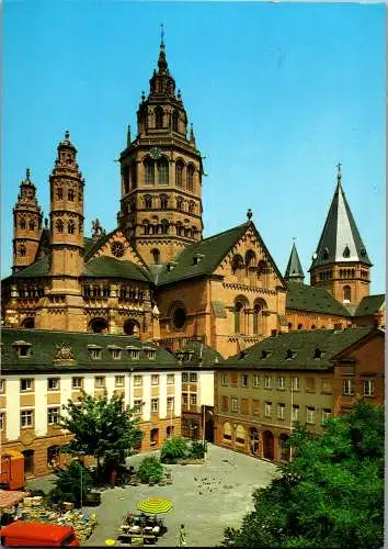 51555 - Deutschland - Mainz , am Rhein , Dom mit Leichhof - gelaufen 1992