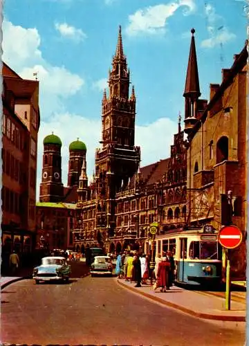 51611 - Deutschland - München , Frauenkirche und Rathaus - gelaufen 1965