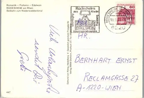 51618 - Deutschland - Rüdesheim , am Rhein , Seilbahn zum Niederwalddenkmal - gelaufen 1985