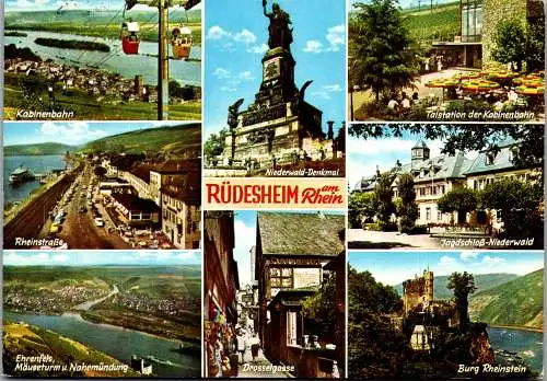 51619 - Deutschland - Rüdesheim , Rheinstraße , Ehrenfels , Mäuseturm , Drosselgasse - gelaufen 1975