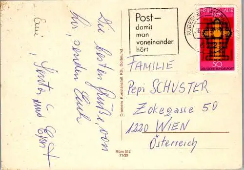 51619 - Deutschland - Rüdesheim , Rheinstraße , Ehrenfels , Mäuseturm , Drosselgasse - gelaufen 1975