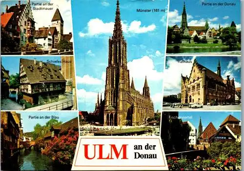 51646 - Deutschland - Ulm , Partie an der Blau , Fischerviertel , Schiefes Haus , Mehrbildkarte - gelaufen 1982