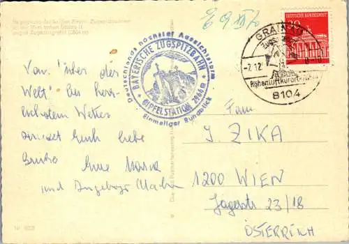 51658 - Deutschland - Grainau , Zugspitzenbahn , Zugspitzgipfel - gelaufen 1970