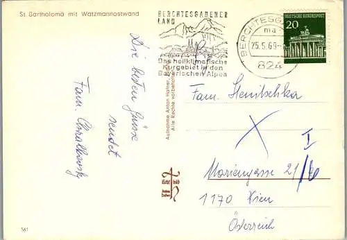 51682 - Deutschland - St. Bartholomä , mit Watzmannostwand - gelaufen 1969