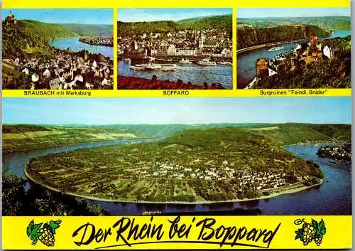 51790 - Deutschland - Boppard , Braubach mit Marksburg , Burgruinen Feindlicher Brüder - gelaufen