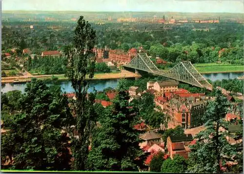 51829 - Deutschland - Dresden , Blick von der Loschwitzhöhe auf die Elbe und das Blaue Wunder - nicht gelaufen