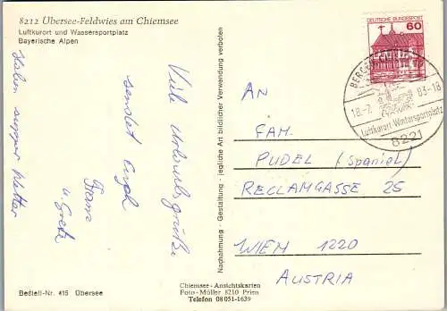 51837 - Deutschland - Chiemsee , Übersee Feldwies , Mehrbildkarte - gelaufen 1983