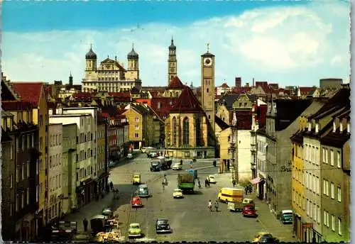 51847 - Deutschland - Augsburg , Jakobskirche , Rathaus und Perlachturm - gelaufen 1962