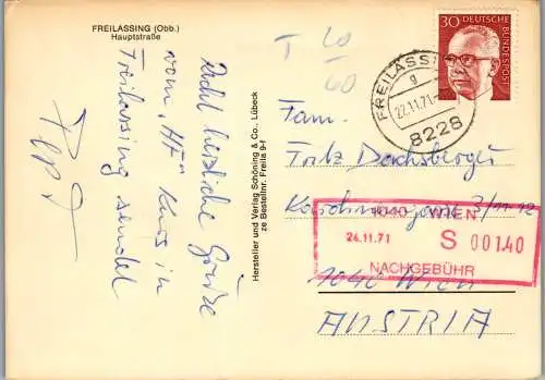 51911 - Deutschland - Freilassing , Hauptstrasse , Hotel Post - gelaufen 1971