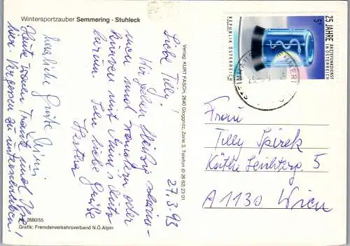 51922 - Niederösterreich - Semmering , Hirschenkogel , Stuhleck , Winter , Ski - gelaufen 1993