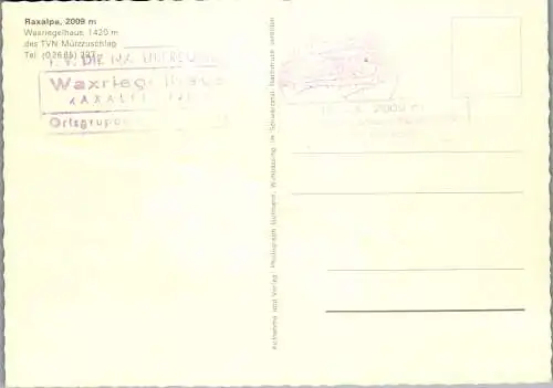 51927 - Niederösterreich - Raxalpe , Waxriegelhaus des TVN Mürzzuschlag - nicht gelaufen