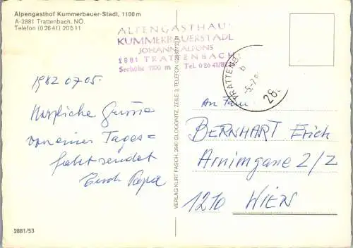 51947 - Niederösterreich - Trattenbach , Gasthof Kummerbauer Stadl - gelaufen 1982