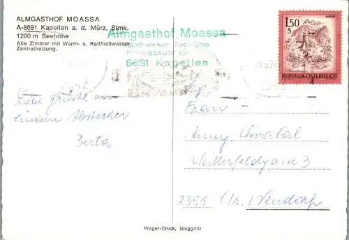 51948 - Steiermark - Kapellen , a. d. Mürz , Gasthof Moassa - gelaufen 1976