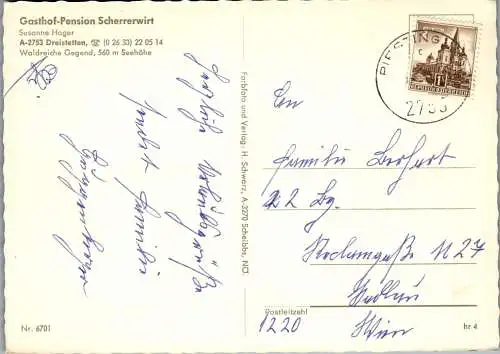 51954 - Niederösterreich - Dreistetten , Gasthof Pension Scherrerwirt , Susanne Hager - gelaufen
