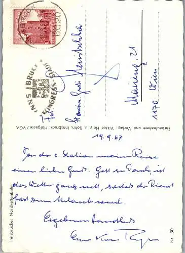 51961 - Tirol - Innsbruck , Innsbrucker Nordkettenbahn - gelaufen 1967