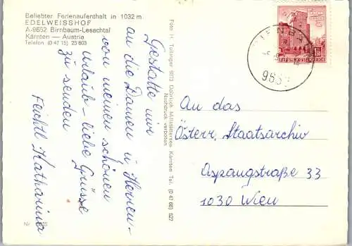 51963 - Kärnten - Birnbaum , Lesachtal , Edelweisshof - gelaufen 1971