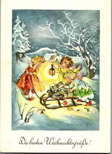 51969 - Feste - Weihnachten , Die besten Weihnachtsgrüße - gelaufen 1954