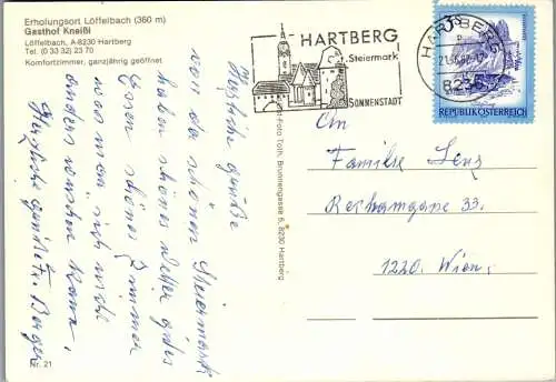 51990 - Steiermark - Hartberg , Gasthof Kneißl , Löffelbach - gelaufen 1982