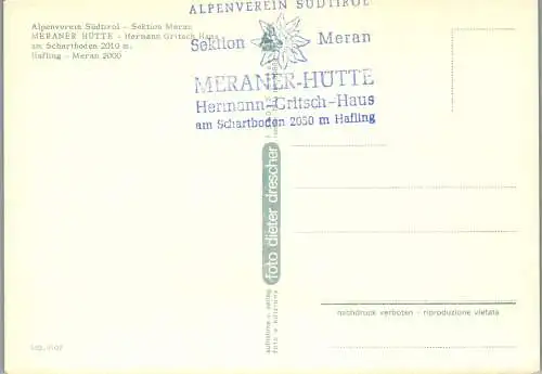 51994 - Italien - Hafling , Meran , Meraner Hütte , Hermann Gritsch Haus am Schartboden - nicht gelaufen