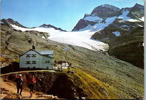 52021 - Vorarlberg - Partenen , Wiesbadner Hütte mit Piz Buin , Vermuntpaß , Piz Mon und Piz Jeremias - gel. 1973