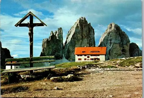 52058 - Italien - Dolomiti , Rifugio A. Lecatelli alle Tre Cime , Dreizinnenhütte - gelaufen 1981