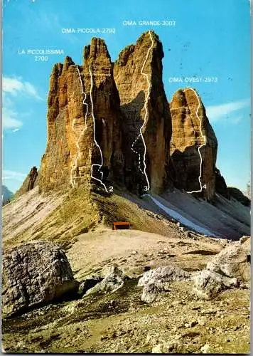 52061 - Italien - Dolomiti , Tre Cime di Lavaredo , La Piccolissima , Cima Grande , Cima Ovest - gelaufen 1981