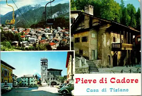 52065 - Italien - Dolomiti , Pieve di Cadore , Casa di Tiziano , VW Käfer - gelaufen 1981