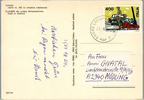 52076 - Italien - Chiusa , Isarco , Klausen am Eisack - gelaufen 1984