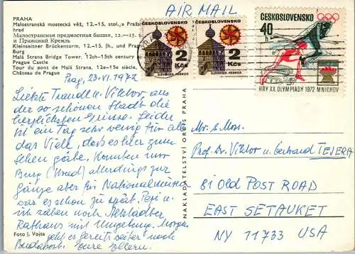 52109 - Tschechien - Prag , Praha , Malostranska mostecka - gelaufen 1972