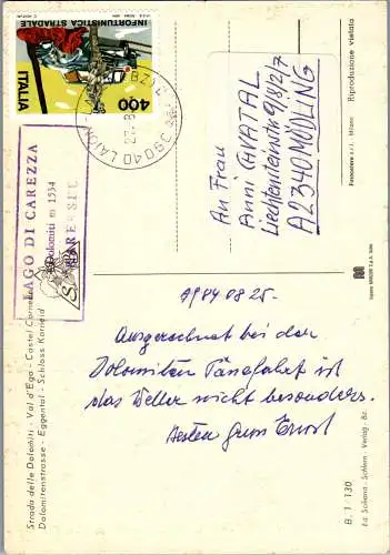 52119 - Italien - Dolomiti , Strada delle Dolomiti , Val d'Ega , Castell Cornedo , Schloss Karneid  - gelaufen 1984