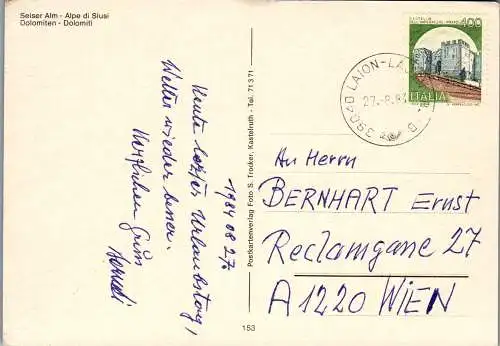 52124 - Italien - Dolomiti , Seiseralm , Seiser Alm , Völs Fie , Seis Siusi , Kastelruth - gelaufen 1984