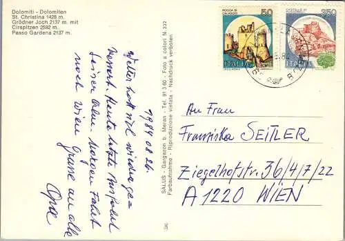 52129 - Italien - Dolomiti , St. Christina , Grödner Joch , Cirspitzen , Passo Gardena - gelaufen 1984