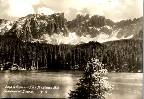 52147 - Italien - Dolomiti , Lago di Carezza , Col Latemar , Karersee - nicht gelaufen