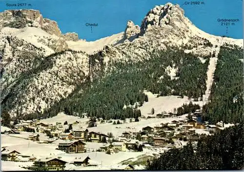 52150 - Italien - Dolomiti , Wolkenstein mit Cirspitze , Chedultal , Monte Soura - gelaufen 1985