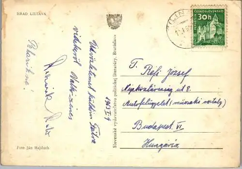 52201 - Slowakei - Lietava , Hrad Lietava - gelaufen 1963