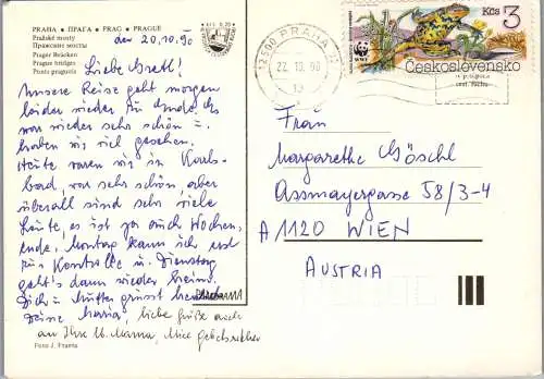 52215 - Tschechien - Prag , Praha , Prager Brücken - gelaufen 1990