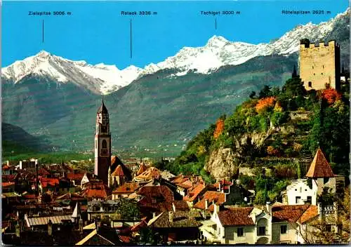 52236 - Italien - Meran , Panorama gegen Texelgruppe , Luogo di Cura , Zielspitze , Rötelspitzen - gelaufen