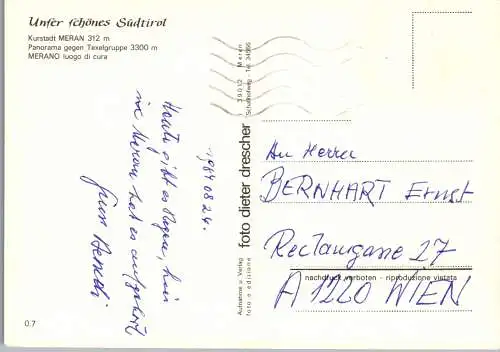 52236 - Italien - Meran , Panorama gegen Texelgruppe , Luogo di Cura , Zielspitze , Rötelspitzen - gelaufen