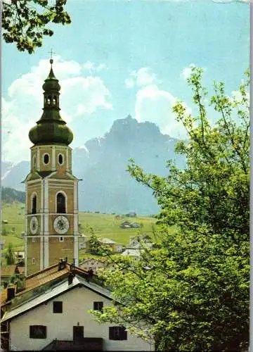 52248 - Italien - Kastelruth , Kirche von Kastelruth gegen Schlern - gelaufen 1970