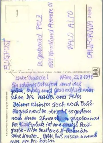 52248 - Italien - Kastelruth , Kirche von Kastelruth gegen Schlern - gelaufen 1970