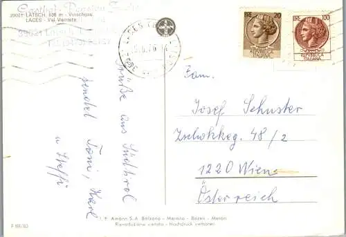 52257 - Italien - Lätsch , Laces , Vinschgau , Val Venosta - gelaufen 1976