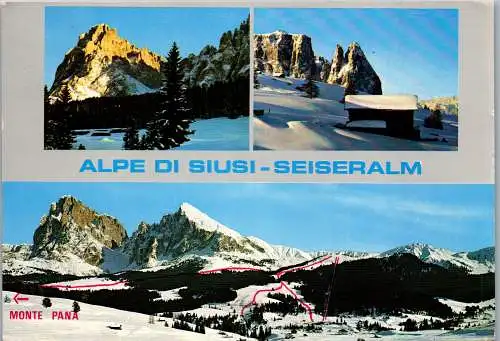 52278 - Italien - Dolomiti , Alpe di Siusi , Seiseralm , Monte Pana - gelaufen 1978